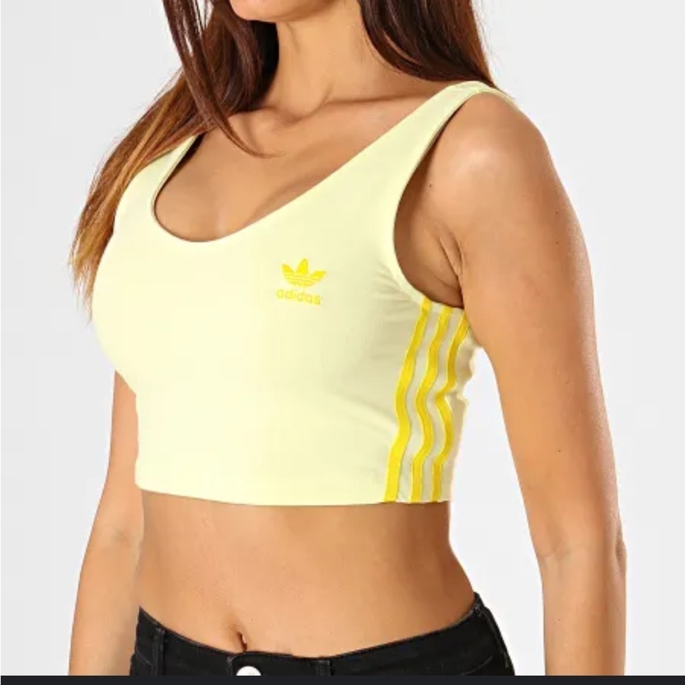 Adidas Originals Adicolor Classics 3-Stripes Short Tank Top Yellow - Picture 2 of 8